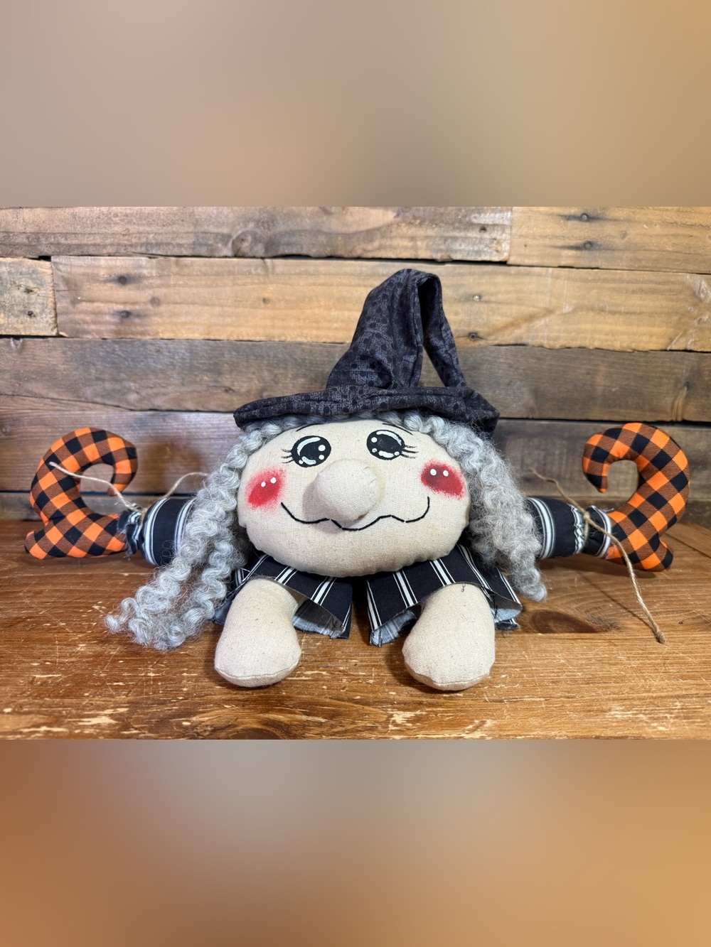 Whimsical Rag Doll Witch Shelf‎ Sitter Cloth Halloween Decor Plush Decoration